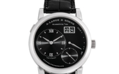A. Lange & Söhne. A Platinum Wristwatch with Date and Power Reserve