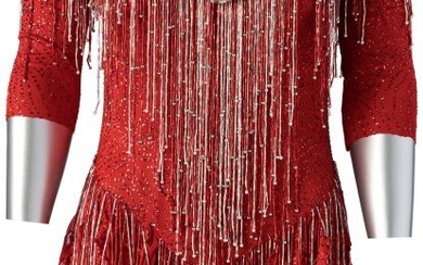 89732: Rue McLanahan "Blanche Devereaux" Red Beaded Gow