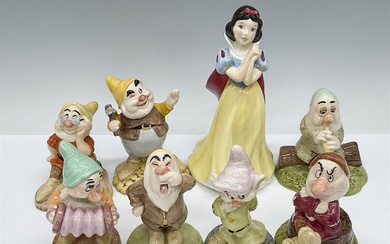 8pc Royal Doulton Disney Figurine, Snow White & 7 Dwarfs