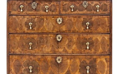 William and Mary Olivewood Oyster-Veneered Chest of Drawers