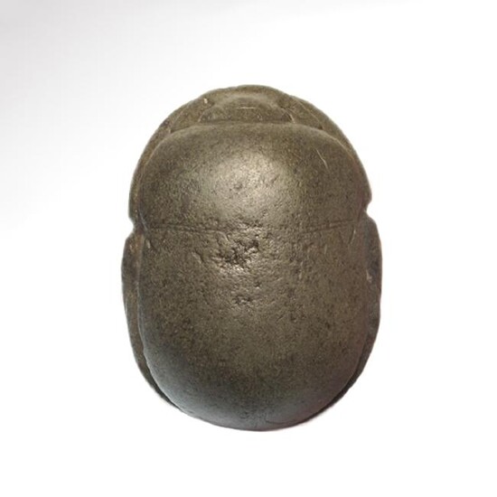 Egyptian Green Schist Inscribed Heart Scarab, Late