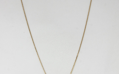 9CT YELLOW GOLD AND DIAMOND NECKLACE.