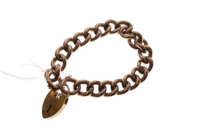 9ct gold bracelet of curb link design with padlock,...