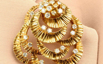 A 1970s 18ct gold diamond brooch, by Kutchinsky.