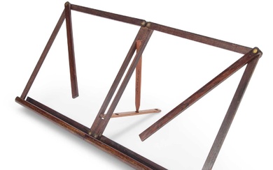 A 19TH CENTURY ROSEWOOD TRAVELLING MUSICIAN'S FOLDING TABLE-TOP MUSIC STAND