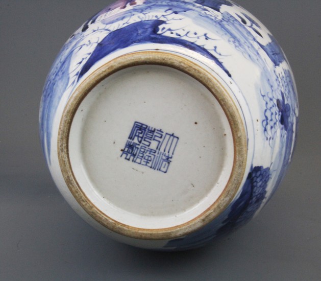 A 19th / early 20th century Chinese hand painted porcelain vase, H. 38cm.