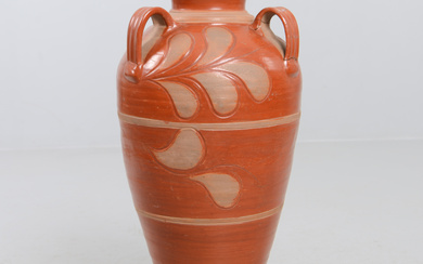 A 20th-century glazed terracotta floor vase.