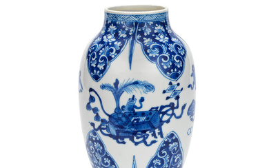 A BLUE AND WHITE 'SCHOLAR'S OBJECTS' VASE Kangxi