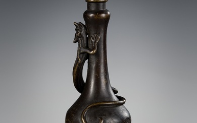 A BRONZE ‘CHILONG’ VASE, LATE MING TO EARLY QING DYNASTY