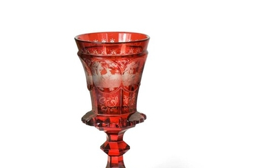 A Bohemian ruby-flashed goblet, circa 1880