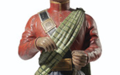A CARVED AND POLYCHROME PAINT-DECORATED CIGAR STORE FIGURE OF A 'HIGHLANDER', POSSIBLY THE WORKSHOP OF SAMUEL ANDERSON ROBB (1851-1928), NEW YORK, LATE 19TH CENTURY