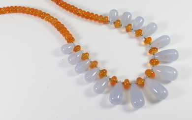 A CHALCEDONY AND OPAL NECKLACE