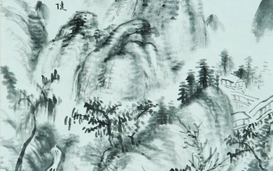 A CHINESE LANDSCAPE PAINTING ON PAPER, HANGING SCROLL, FENG CHAORAN MARK