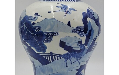 A Chinese Blue And White Vase W/ Foliage Animals Birds