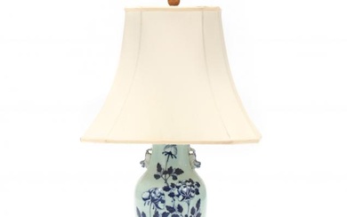 A Chinese Celadon Porcelain Vase Lamp