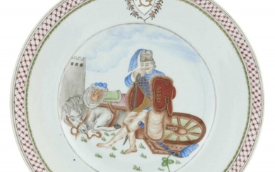 A Chinese Crested "Hussar" Porcelain Plate