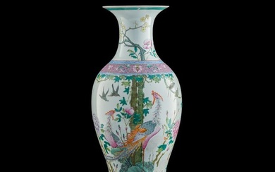 A Chinese famille rose 'Five Virtues' Guanyin vase, Republic period