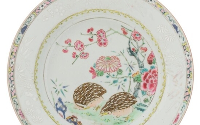 A Chinese famille rose 'Quails' dish, Qianlong period...