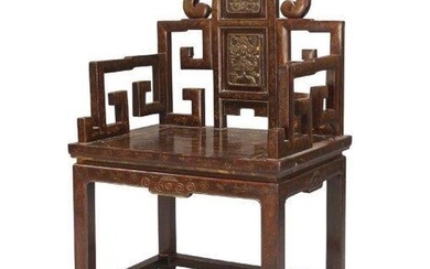 A Chinese hardwood armchair, Qing dynasty, Qianlong period
