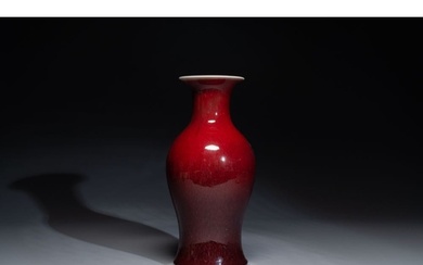 A Chinese monochrome copper-red-glazed vase, 19th C.H.: 41 c...