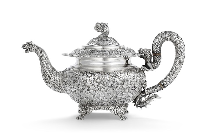 A FINE CHINESE EXPORT SILVER TEAPOT, MARK OF KHECHEONG, CANTON, SECOND HALF 19TH CENTURY