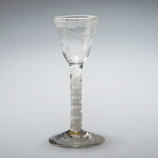 A 'FRIENDSHIP' WINE GLASS, CIRCA 1770