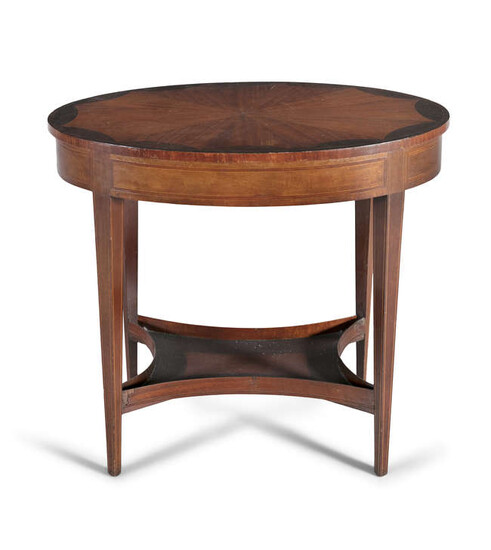 A GEORGE III INLAID MAHOGANY OCCASIONAL TABLE, the...