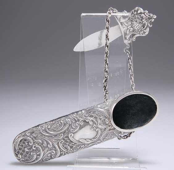 A LATE VICTORIAN SILVER CHATELAINE SPECTACLES