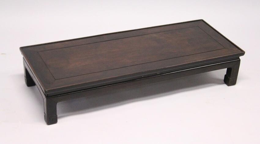 A GOOD CHINESE REDWOOD RECTANGULAR TOP OPIUM TABLE with