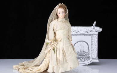 A Gebruder Heubach 7926 shoulder head lady doll bride