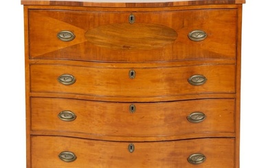A George III Mahogany Serpentine-Front Bureau Chest of Drawers