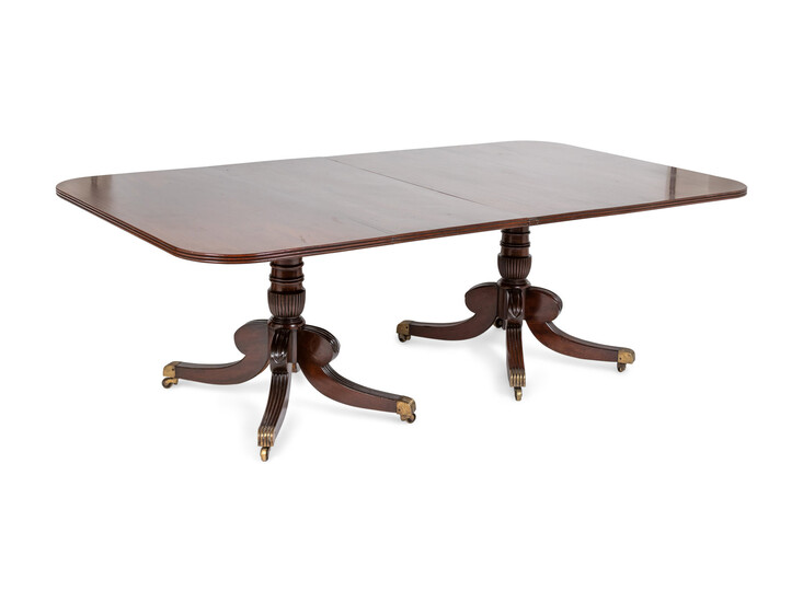 A George III Style Mahogany Double-Pedestal Dining Table