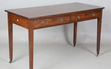 A George III and later side table, fitted with two frieze drawers, height 71cm, width 121cm, depth 5