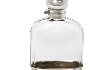 A George V Silver-Mounted Glass Spirit-Flask by Wilfred Chidlaw Griffiths, Birmingham, 1911