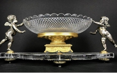 A LARGE DORE BRONZE AND BACCARAT CRYSTAL CENTREPIECE