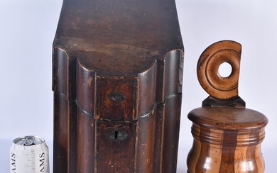 A LARGE GEORGE III MAHOGANY COUNTRY HOUSE KNIFE BOX together...