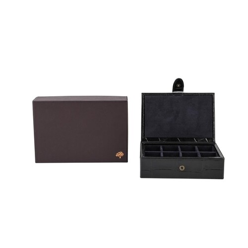 A LARGE MULBERRY CONGO LEATHER JEWELLERY CUFFLINK BOX, div...