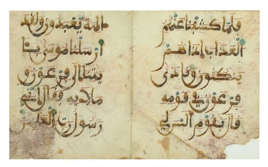 A LOOSE QUR'AN BIFOLIO North-West Africa or Andalusia, 13th - 14th century