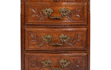 A Louis XV Style Chestnut Marble-Top Side Chest Height