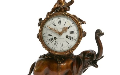 A Louis XV style elephant form mantel clock