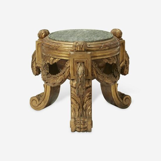 A Louis XVI Style Giltwood and Marble Tabouret