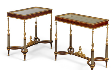 A MATCHED PAIR OF FRENCH ORMOLU-MOUNTED MAHOGANY BIJOUTERIE-TABLES IN THE MANNER OF ADAM WEISWEILER, BY GEORGES-FRANÇOIS ALIX, PARIS, CIRCA 1890