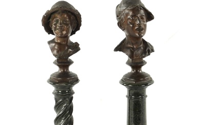 A MATCHED PAIR OF LATE 19TH CENTURY BRONZE MINIATURE...