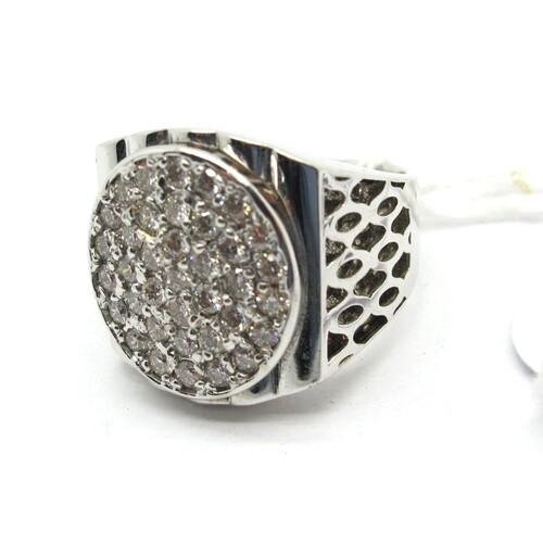 A Modern 18ct White Gold Gent's Diamond Set Dress Ring, the ...