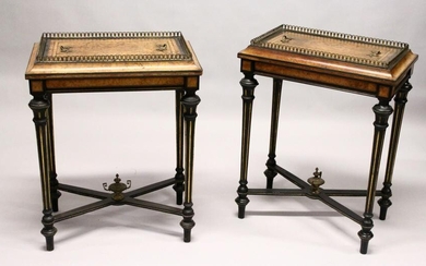 A PAIR OF 19TH CENTURY FRENCH WALNUT, EBONISED AND