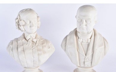 A PAIR OF 19TH CENTURY LOCKE & CO WORCESTER PARIAN WARE BUST...