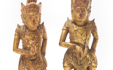 A PAIR OF BALINESE GILT-WOOD FIGURES OF DANCERS 20TH CENTURY
