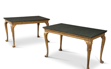 A PAIR OF IRISH GEORGE I-STYLE GILTWOOD AND CUT-GESSO CENTRE TABLES LATE 19TH/EARLY 20TH CENTURY