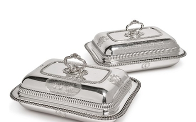 A PAIR OF REGENCY SILVER VEGETABLE DISHES AND COVERS, JOSEPH ANGELL, LONDON, 1813