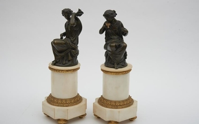 A Pair of 19th Century Bronze Sculptures of Seated